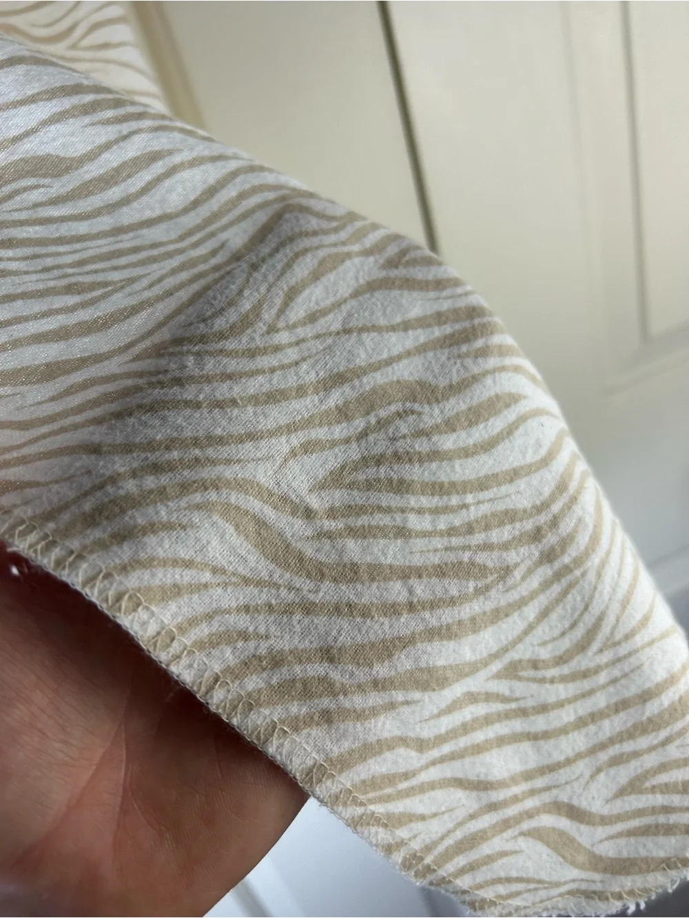 Parent's Choice Tan White Zebra Print Baby Receiving Blanket Flannel Cotton